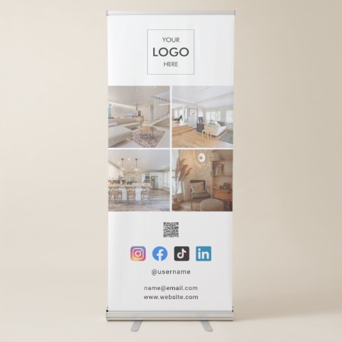 Business QR Code Social Media Photo Retractable Banner