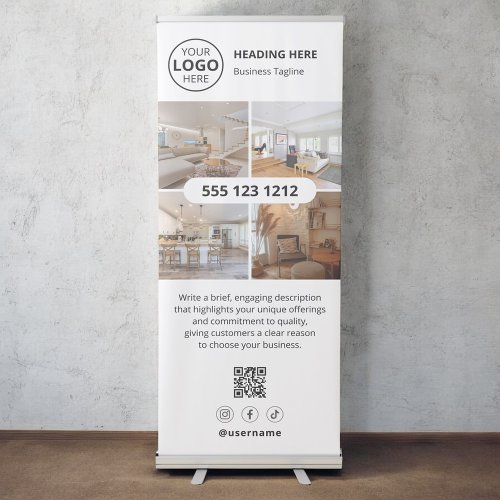 Business QR Code Social Media Photo Retractable Banner