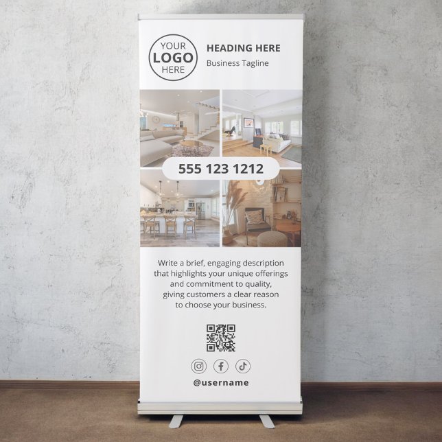 Business QR Code Social Media Photo Retractable Banner (Creator Uploaded)