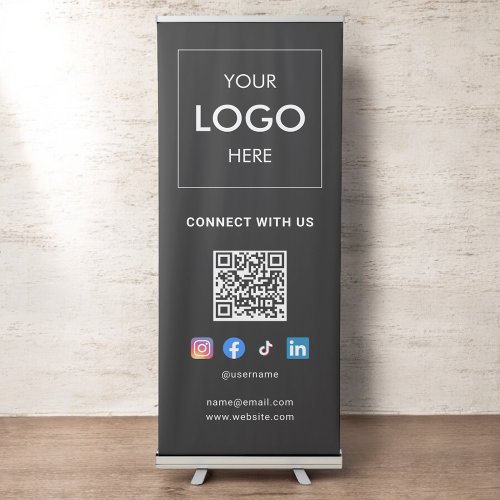 Business QR Code Social Media Retractable Banner