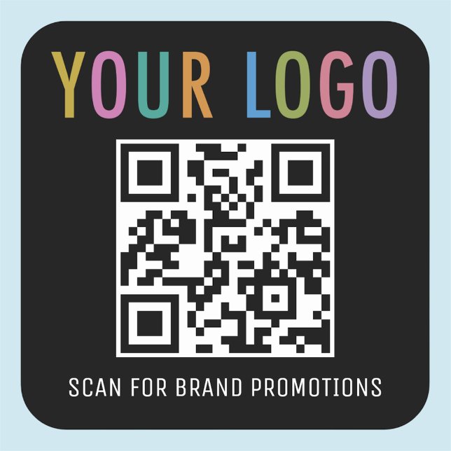Business QR Code Stickers with Logo Black Square (MISOOK Rounded Square QR Code Stickers with Logo)