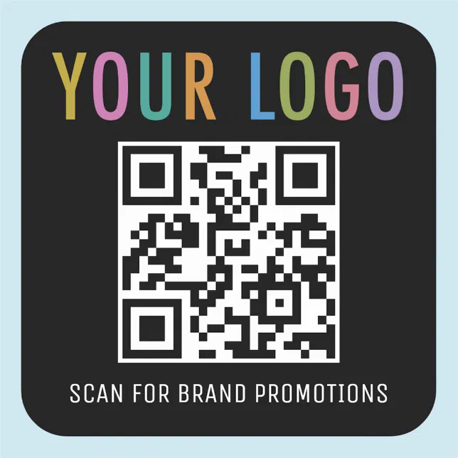 Square Qr Code Sticker Business QR Code Stickers with Logo Black Square | Zazzle