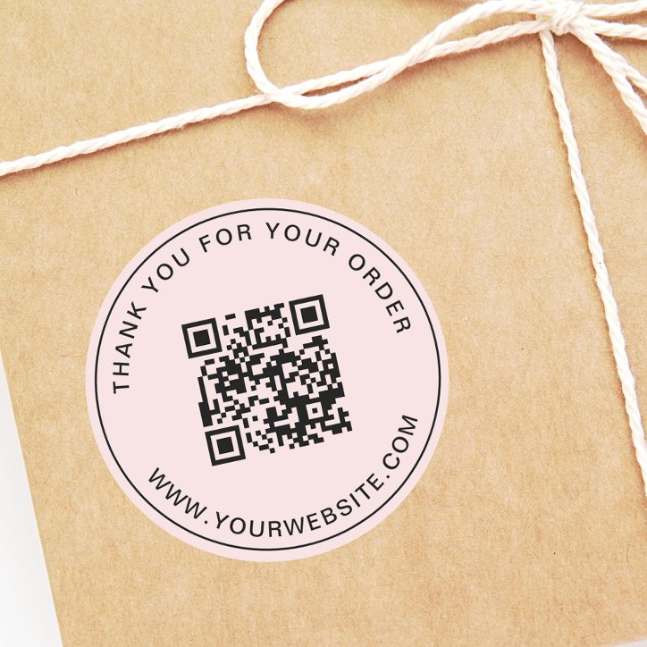 Business QR Code Template Thank You Pink Classic Round Sticker