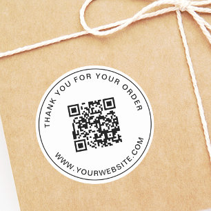 Business QR Code Template Thank you Pink Classic Round Sticker