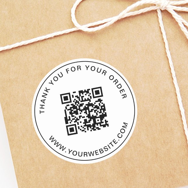 Business QR Code Template Thank you Pink Classic Round Sticker (Creator Uploaded)
