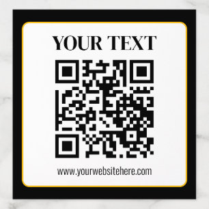 Business QR code w/Top & Bottom Text, Black & Gold Envelope Liner