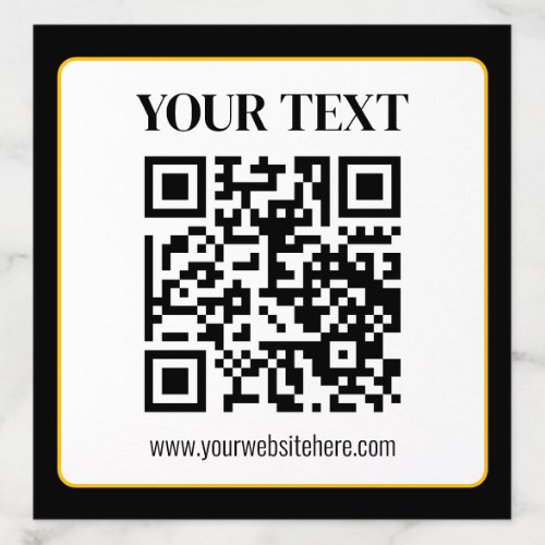 Business QR code w/Top & Bottom Text, Black & Gold Envelope Liner