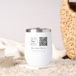 Business QR Code White Thermal Wine Tumbler