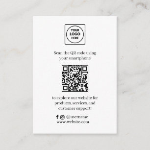Business QR Website & Social Media Link Enclosure Card