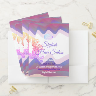 Business Rainbow Waves Pocket Folder with Logo