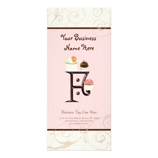 Business Rate Card - Letter F Monogram Dessert Bak (Front)