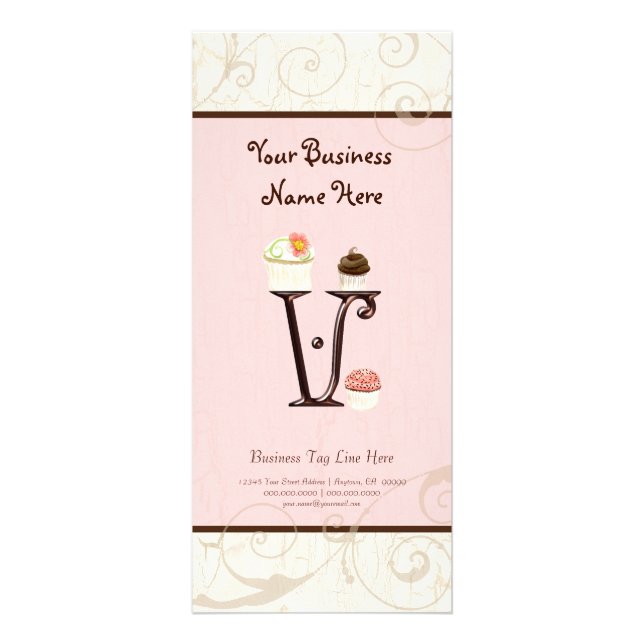Business Rate Card - Letter V Monogram Dessert Bak (Front)