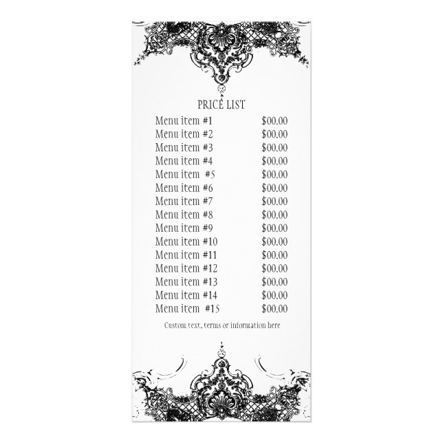 Business Rate Card - Toile Damask Swirl Floral (Front)