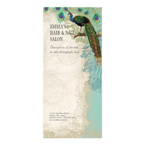 Business Rate Card Vintage Baroque Peacock Feather