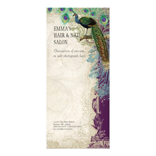 Business Rate Card Vintage Baroque Peacock Feather