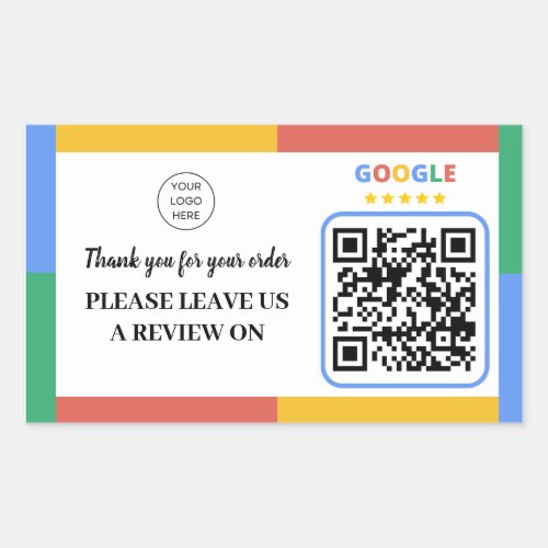 Business Rating With Google Reviews QR Code  Rectangular Sticker