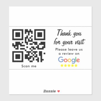 Business Rating With Google Reviews QR Code Sticker | Zazzle