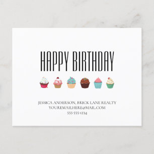 Business Real Estate Cupcake Happy Birthday Postcard