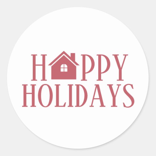 Business Real Estate Happy Holidays  Classic Round Sticker