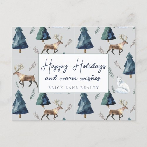 Business Real Estate Happy Holidays Classy Green Holiday Postcard