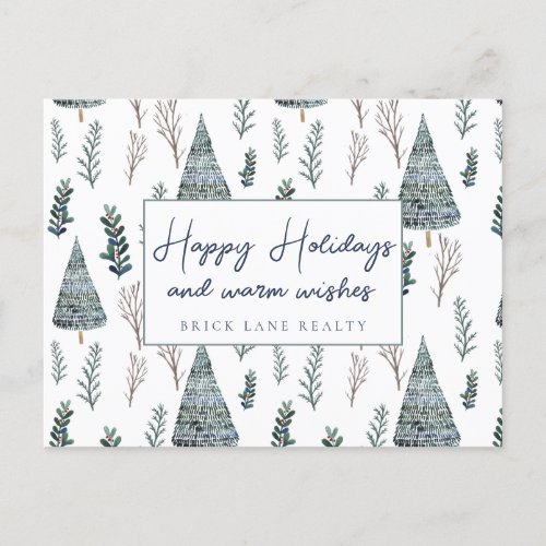 Business Real Estate Happy Holidays Classy Green   Holiday Postcard