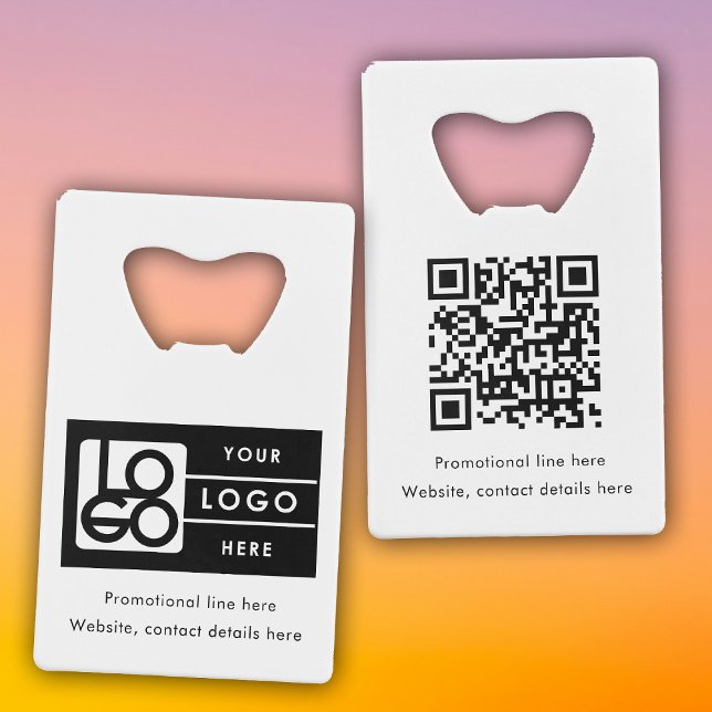 Business Rectangle Logo Text Promo QR Code Credit Card Bottle Opener (Business Rectangle Logo Text Promo QR Code Credit Card Bottle Opener)
