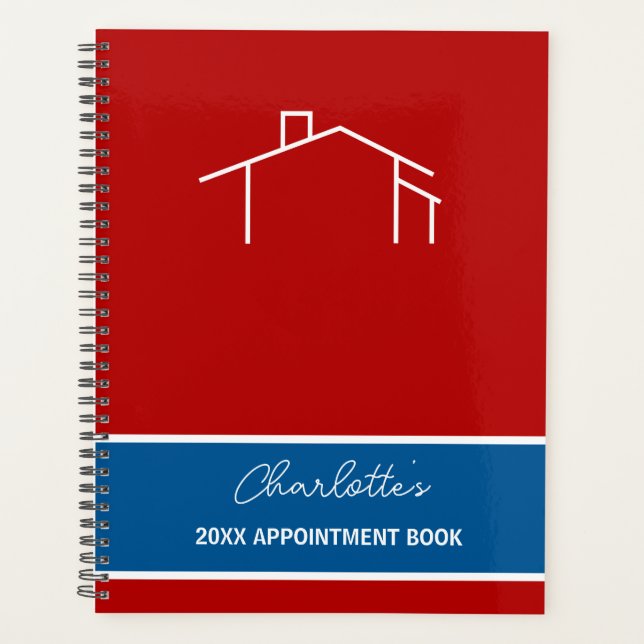 Business Red and Blue House Logo Appointment Book Planner (Front)