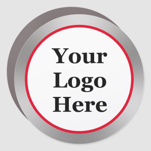 Business Red and Silver Your Logo Here Template Car Magnet