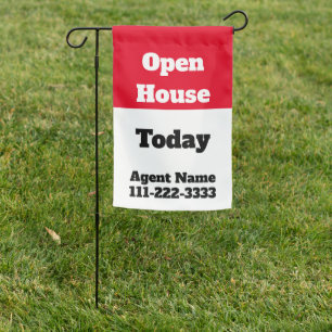 Business Red and White Real Estate Open House Garden Flag