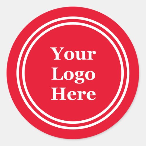 Business Red and White Your Logo Here Template Classic Round Sticker