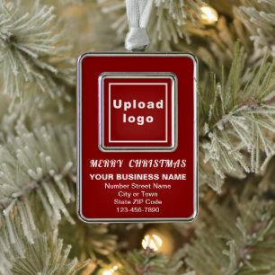 Business Red Portrait Rectangle Framed Christmas Ornament