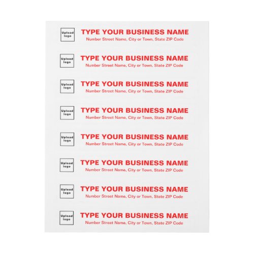 Business Red Texts on White Return Address Wrap Around Label