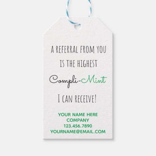 Business Referral Mint Compliment Gift Tags