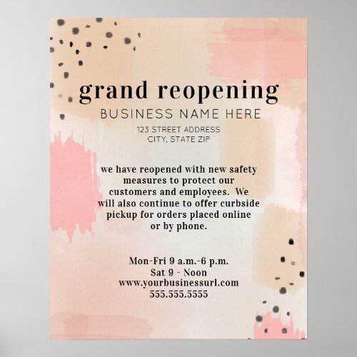 Business Reopening Covid Safety Abstract Pink Poster