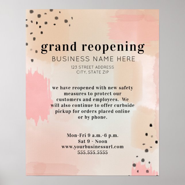 Business Reopening Covid Safety Abstract Pink Poster (Front)