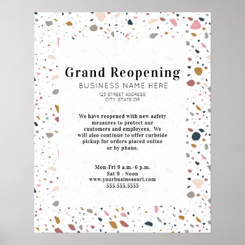 Business Reopening Covid Safety Terrazzo Poster