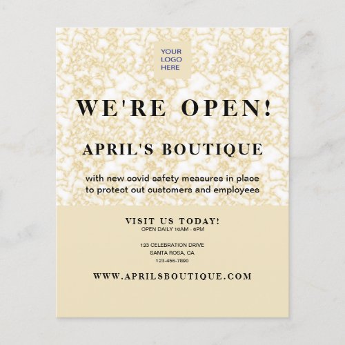 Business Reopening Gold Marble Flyer
