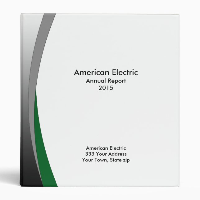 Business Report Binder in Green, Gray and White (Front)