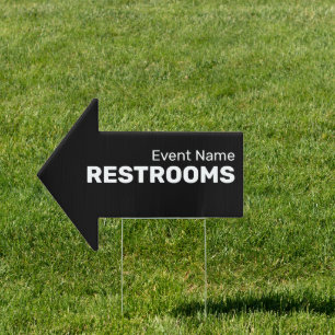 Business Restrooms Event Name Black and White Sign