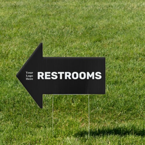 Business Restrooms Your Logo Here Black and White Sign
