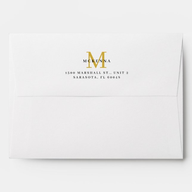 Business Return Address Black and Gold Logo Envelope (Back (Top Flap))