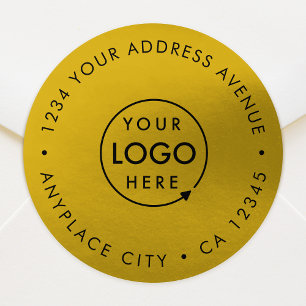 Business Return Address Label   Gold Logo Stickers