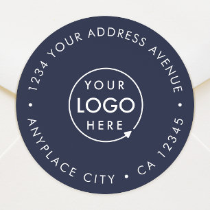 Business Return Address Label Navy Logo Sticker