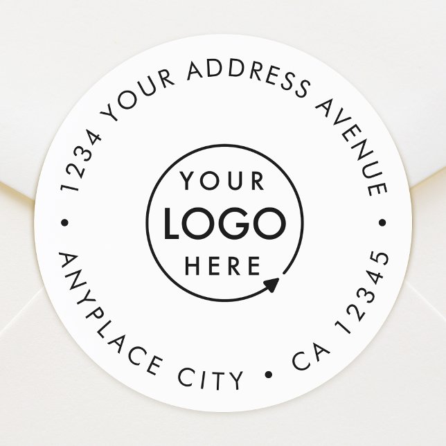 Business Return Address Label | Round Logo Sticker (Professional pre-addressed seal showcasing your brand for envelopes, parcel shipping & business mail)
