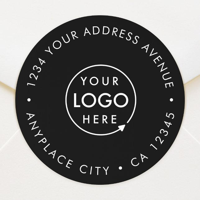 Business Return Address Label | Round Logo Sticker (Professional pre-addressed seal showcasing your brand for envelopes, parcel shipping & business mail)