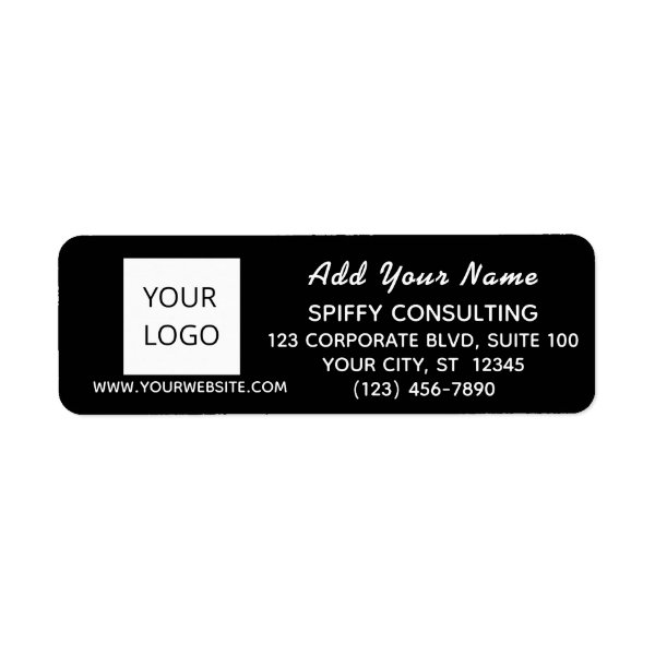 business return address labels black add your logo custom products