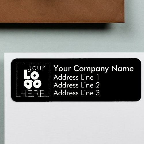 Business Return Address Labels White Logo on Black