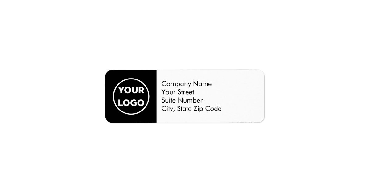 Business Return Address Labels Your Logo on Black | Zazzle