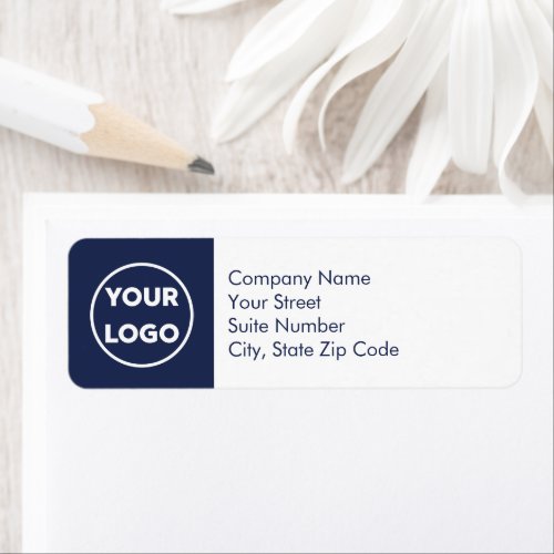 Business Return Address Labels Your Logo on Navy
