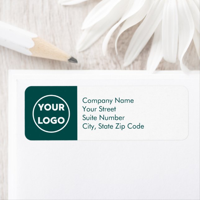 Business Return Address Labels Your Logo on Teal (Insitu)